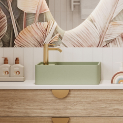 Umywalka z kamienia syntetycznego nablatowa / wisząca prostokątna zielona 43 cm x 25 cm EVELIA Green