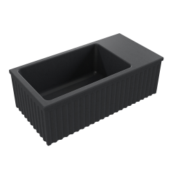 Massi Umywalka betonowa ryflowana nablatowa / wisząca prostokątna 60 x 30 cm WELLE Czarna | różne kolory