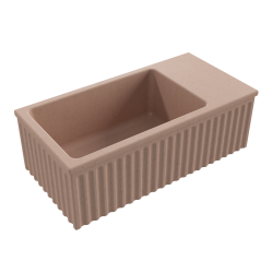 Massi Umywalka betonowa ryflowana nablatowa / wisząca prostokątna 60 x 30 cm WELLE Różowa| różne kolory