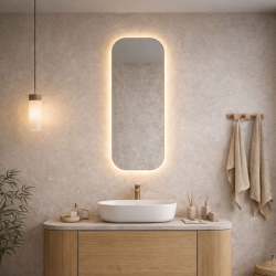 copy of Lustro o nieregularnym kształcie oszlifowane podświetlane 70 x 56 cm MERINGO LED