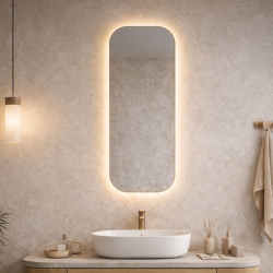 Lustro Round Slim LED z podświetleniem. Smukła, zaokrąglona forma, 3 kolory tafli i 4 rozmiary. Idealne do nowoczesnych łazienek