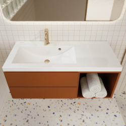 Umywalka WAVE 90 cm lewa/prawa – wpuszczana z blatem, konglomerat
