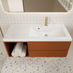 Umywalka WAVE 90 cm lewa/prawa – wpuszczana z blatem, konglomerat