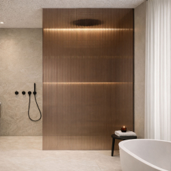 Ścianka walk-in ARTE WELLE XXL brązowa – ryflowane szkło