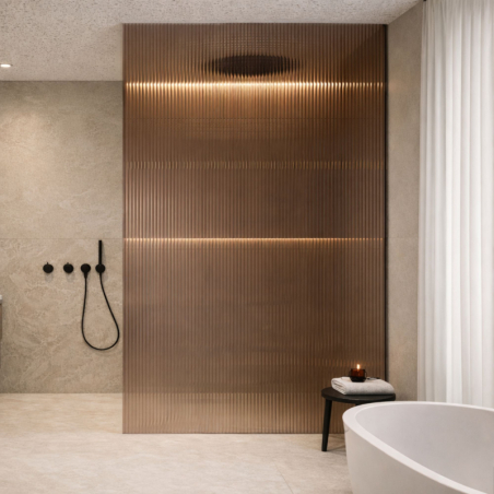 Ścianka walk-in ARTE WELLE XXL brązowa – ryflowane szkło