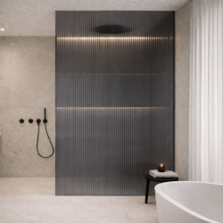 Ścianka walk-in ARTE WELLE XXL brązowa – ryflowane szkło