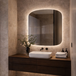 Lustro ROUND SILK LED – kwadratowe z podświetleniem, 3 kolory