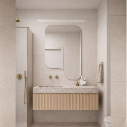 copy of Lustro o nieregularnym kształcie oszlifowane podświetlane 70 x 56 cm MERINGO LED