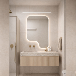 copy of Lustro o nieregularnym kształcie oszlifowane podświetlane 70 x 56 cm MERINGO LED