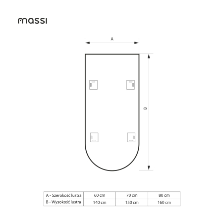 Lustro ARCH Rise LED – pionowe, do sufitu, 3 kolory