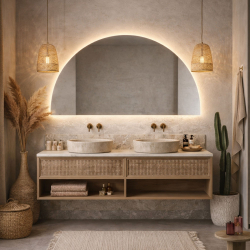 copy of Lustro o nieregularnym kształcie oszlifowane podświetlane 70 x 56 cm MERINGO LED