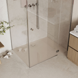 Brodzik RONA prostokątny – biały i beżowy, mat i połysk