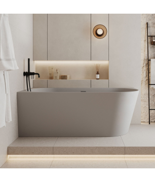 copy of Wanna wolnostojąca narożna lewa z konglomeratu 160 x 75 cm WALL z przelewem typu SLIM