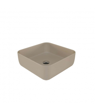 Umywalka ceramiczna nablatowa kwadratowa brązowa bez otworu na baterię 39 x 39 cm ALIZMA z rantem typu Slim