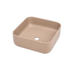 copy of Umywalka ceramiczna nablatowa okrągła beżowa bez otworu na baterię 45 cm LERA Ivory