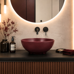 Umywalka FLOW Bordo 40 cm – okrągła umywalka nablatowa