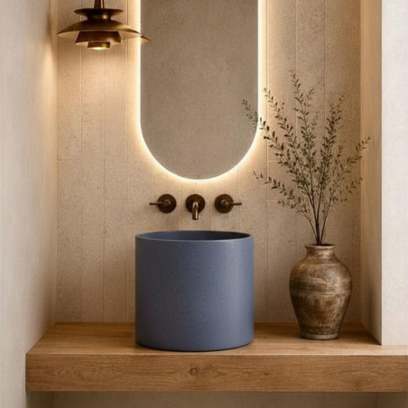 Countertop round concrete washbasin without faucet Hole 41 x 40 cm BENE | different colors