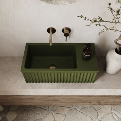 copy of Grooved concrete washbasin countertop / wall-mounted rectangular 60 x 30 cm WELLE | Various colors