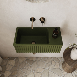 Grooved concrete washbasin countertop / wall-mounted rectangular 60 x 30 cm WELLE | Various colors