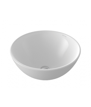 Umywalka ceramiczna nablatowa okrągła biała błyszcząca bez otworu na baterię 38 cm MALO z powłoką easy clean