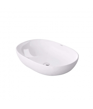 Umywalka ceramiczna nablatowa owalna biała 60 x 43 cm DOTI white z cienkim rantem typu Slim