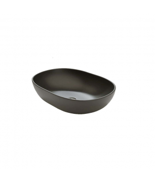 Umywalka ceramiczna nablatowa owalna czarna matowa 60 x 43 cm DOTI Black z cienkim rantem typu Slim