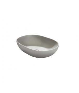 Umywalka ceramiczna nablatowa owalna szara matowa 60 x 43 cm DOTI Grey z cienkim rantem typu Slim