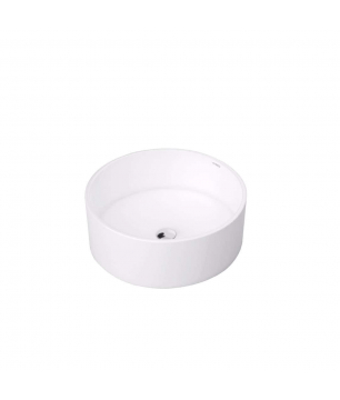 Umywalka ceramiczna nablatowa okrągła biała bez otworu na baterię 40 cm DENI