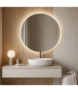 copy of Lustro okrągłe  wiszące podświetlane bezramowe oszlifowane MOON LED 50 cm MASSI