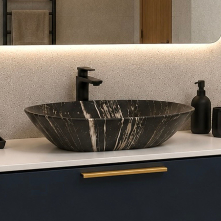 Umywalka nablatowa owalna 59 x 42 cm MARMO BLACK MASSI