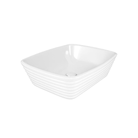 Umywalka ceramiczna nablatowa biała prostokątna ryflowana 50 x 38 cm NUMA