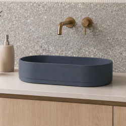 Countertop oval concrete washbasin 58 x 36 cm without faucet hole BLAR | different colors