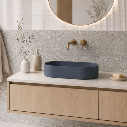 Countertop oval concrete washbasin 58 x 36 cm without faucet hole BLAR | different colors