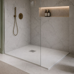Brodzik z konglomeratu prostokątny 100 x 80 DIAMO White