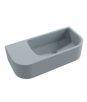 Wall-mounted / countertop semi-circular concrete washbasin with shelf without faucet hole 65 x 30 cm LARMO | Various colors