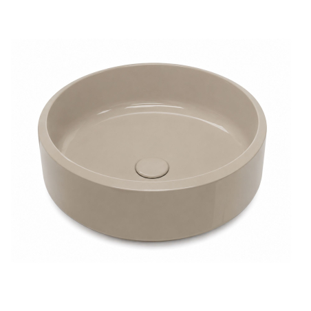 Massi Umywalka z konglomeratu nablatowa okrągła beżowa błyszcząca 40 cm RONA Beige Glow
