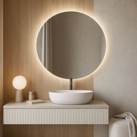 Lustro MOON LED 120 cm – bezramowe, podświetlane i idealnie minimalistyczne
