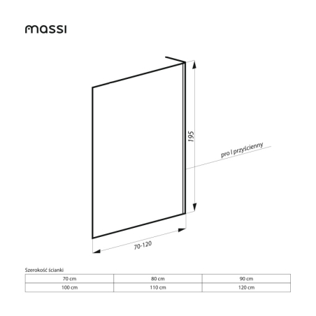 Ścianka prysznicowa WALK IN CORNER Green 70–120 cm | MASSI