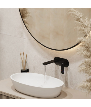 Lustro okrągłe podświetlane w czarnej ramie 90 cm VALO Slim LED Black