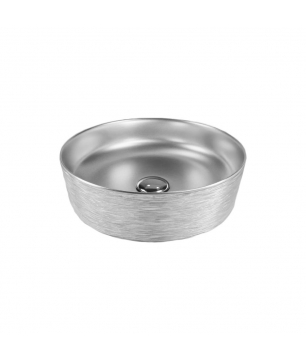 Umywalka ceramiczna nablatowa okrągła srebrna matowa ryflowana 42 cm MAVA SILVER cienki rant