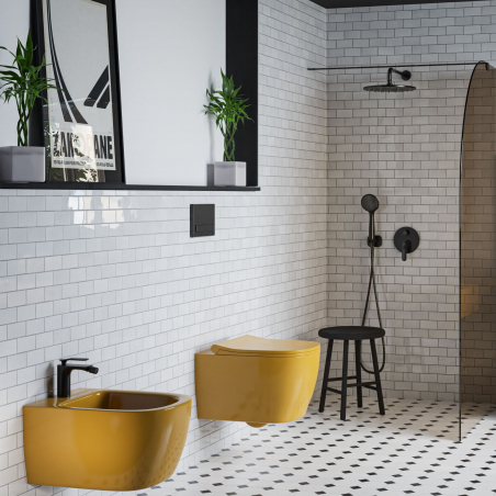 Miska WC wisząca rimless żółta UNO sunny glow z deską wolnoopadającą Slim