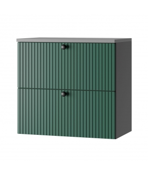 Szafka łazienkowa wisząca 60 x 43 cm podumywalkowa zielona mat ryflowane fronty UMBRIA green