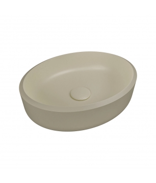 Massi Umywalka z konglomeratu nablatowa okrągła beżowa 40 cm RONA beige