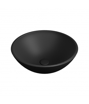 Umywalka ceramiczna nablatowa okrągła czarna matowa bez otworu na baterię 32 cm MALO Black z powłoką easy clean