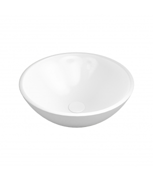 Umywalka ceramiczna nablatowa okrągła biała błyszcząca bez otworu na baterię 41 cm MALO