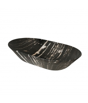 Umywalka ceramiczna nablatowa marmurowa owalna czarna 60 x 42 cm MARMO black matt