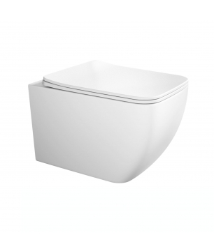 Miska WC wisząca bezkołnierzowa biała LISSE z deską wolnoopadającą typu Slim