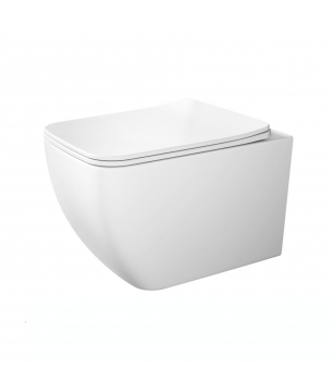 Miska WC wisząca bezkołnierzowa biała LISSE z deską wolnoopadającą typu Slim