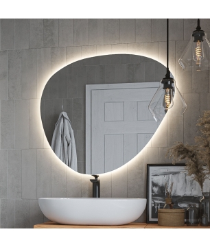 Lustro o nieregularnym kształcie oszlifowane podświetlane plama 80 x 58 cm MOIRA LED