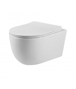 Miska WC wisząca bezkołnierzowa biała CUSCO White z deską wolnoopadającą typu Slim